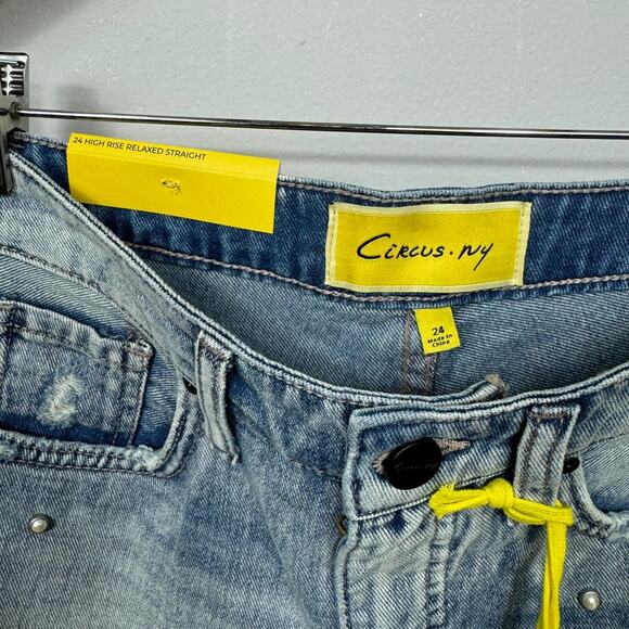 CIRCUS NY Embellished Relaxed Straight Leg Jeans in Lucky Charm Size 24 - Picture 5 of 11